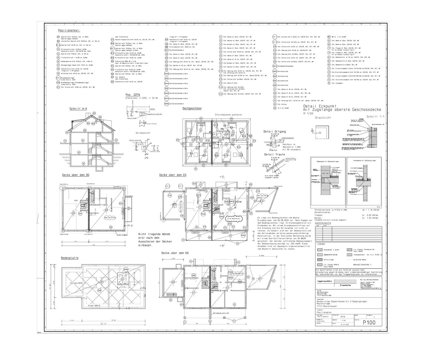 Positionsplan für ein Doppelhaus